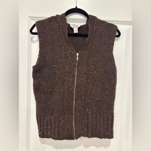 Brown Knit Zip-Up Vest